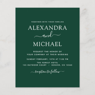 Papier Budget Emerald Green Mariage Typographie moderne