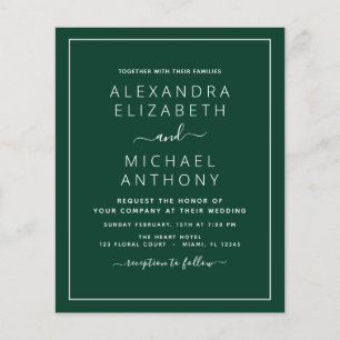 Papier Budget Emerald Green Mariage Typographie moderne