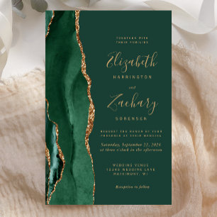 Papier Budget Emeraude Vert Or Agate Mariage