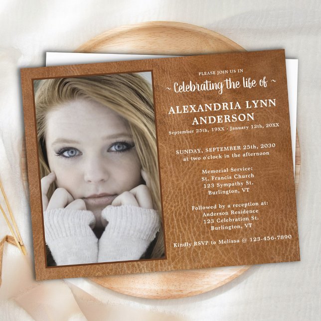 Papier Budget En Cuir Célébration De La Vie Invitation (Créateur téléchargé)