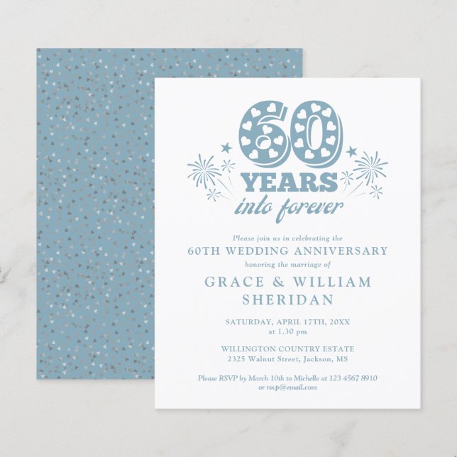 Papier Budget en Forever 60e anniversaire Invitation (Devant / Derrière)