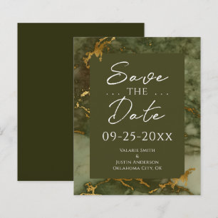 Papier Budget en marbre vert et or Économisez la date