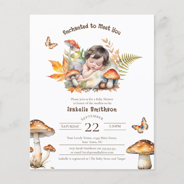 Papier Budget Enchantée Fairy Fall Woodland Baby shower (Devant)