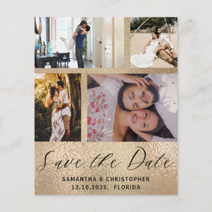 Papier Budget Enregistrer la date 4 Photo Gold Invitation