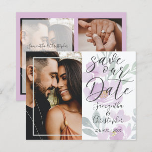 Papier Budget Enregistrer la date Pink Floral Photo Maria