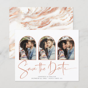 Papier BUDGET Enregistrer la date Rose en cuivre or marbr