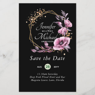 Papier BUDGET Enregistrer les dates Magenta Floral Wreath
