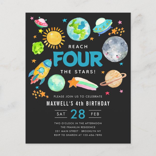 Papier Budget Espace extra-atmosphérique Étoiles Lune 4e  (Devant)