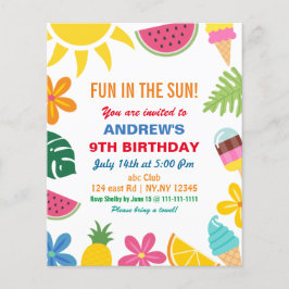 Papier Budget Été Anniversaire Fête Invitation