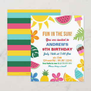 Papier Budget Été Anniversaire Fête Invitation