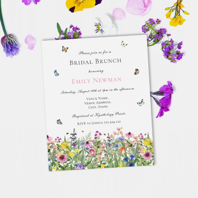 Papier Budget Été Aquarelle Nuptiale Brunch Invitation (Créateur téléchargé)