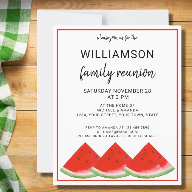 Papier Budget Été Famille Réunion Watermelon Invitation (Créateur téléchargé)