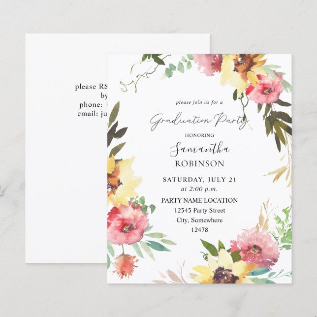 Papier Budget Été Fleur de soleil Fleur de fleurs fête de (Devant / Derrière)