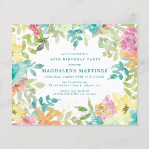 Papier Budget été floral 40e anniversaire Invitation