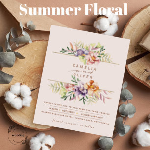 Papier Budget Été Floral Mariage Inviter QR Code RSVP