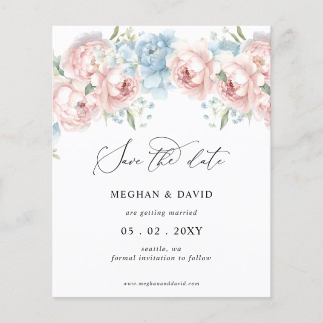 Papier Budget Été Printemps Blush Floral Enregistrer la d (Devant)