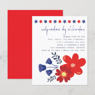 Papier Budget Étoiles Florals Invitation Fête de l'Indépe