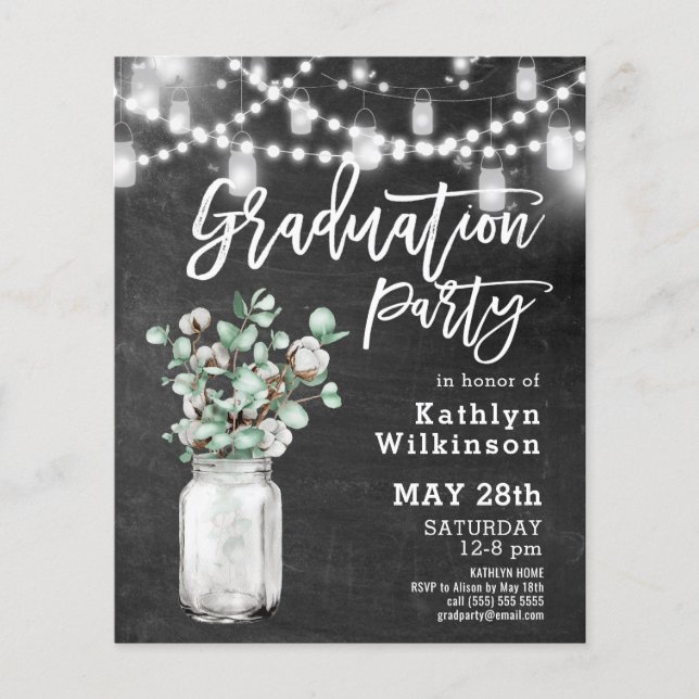 Papier BUDGET Eucalyptus 3 Photo Graduation Invitation (Devant)