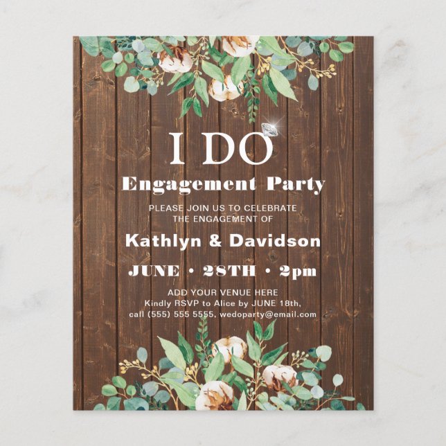 Papier BUDGET Eucalyptus 4 Fiançailles photo Invitation (Devant)