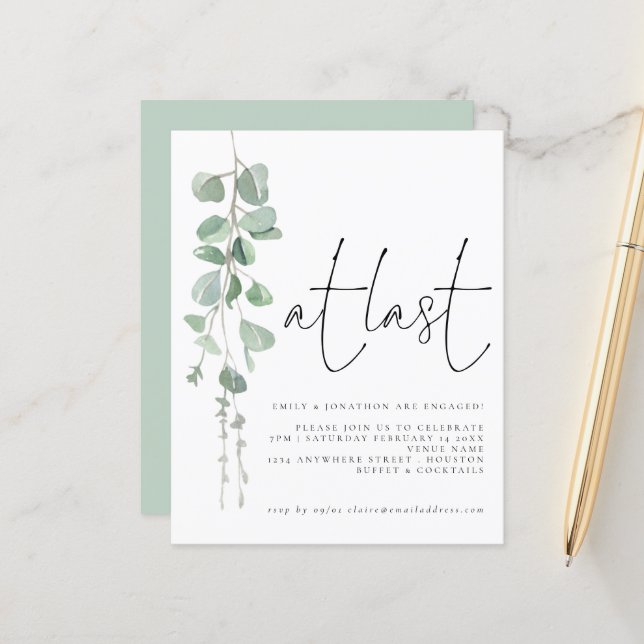 Papier Budget Eucalyptus À Dernier Engagement Invitation (Devant/Arrière en situation)