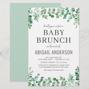 Papier Budget Eucalyptus Baby Brunch Shower Invitation