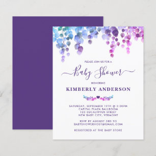 Papier Budget Eucalyptus Baby shower bleu violet rose