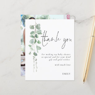 Papier Budget Eucalyptus Baby shower Party photo Merci