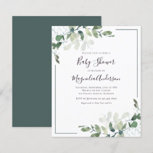 Papier BUDGET Eucalyptus Baby shower vert Invitation