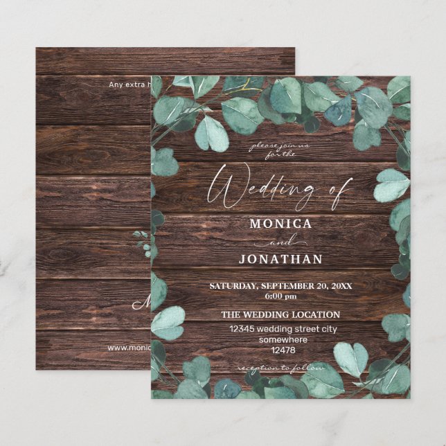 Papier Budget Eucalyptus & Bois Mariage de verdure (Devant / Derrière)