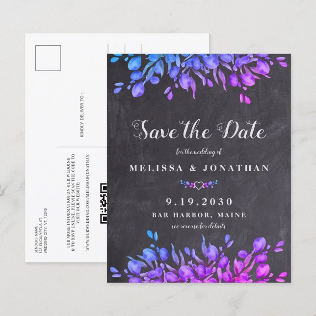 Papier Budget Eucalyptus Botanique QR Code Enregistrer la (Devant / Derrière)