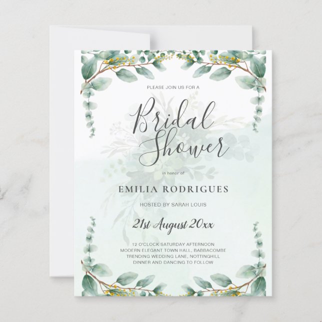 Papier BUDGET Eucalyptus BRIDAL SHOWER Décoration verte O (Devant)