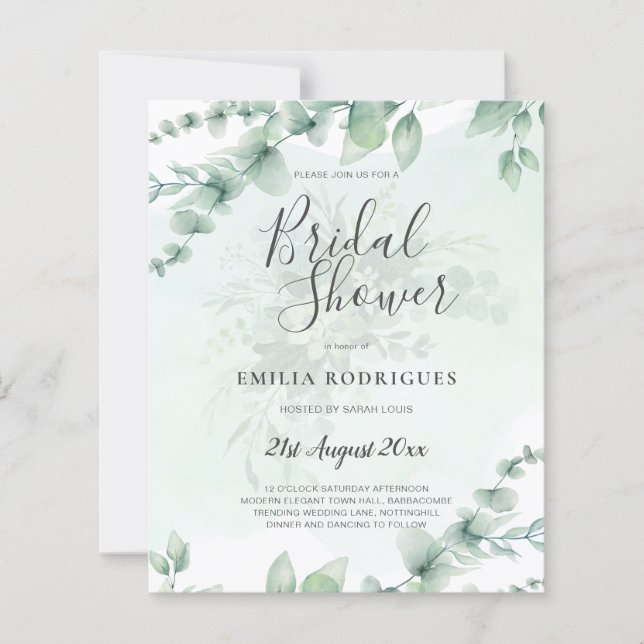Papier BUDGET EUCALYPTUS BRIDAL SHOWER Végétal Or QR C (Devant)