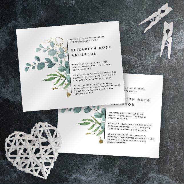 Papier BUDGET Eucalyptus Célébration de la vie Invitation (Créateur téléchargé)