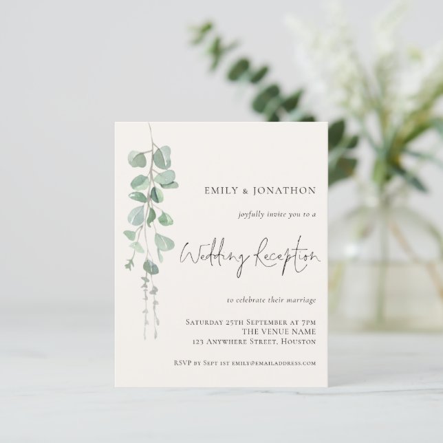 Papier Budget Eucalyptus Cream Invitation de réception de (Debout devant)