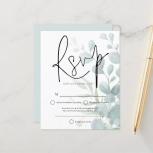 Papier Budget Eucalyptus Elégant Script Wedding RSVP