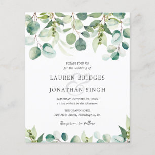 Papier Budget Eucalyptus Faire-part de mariage de verdure