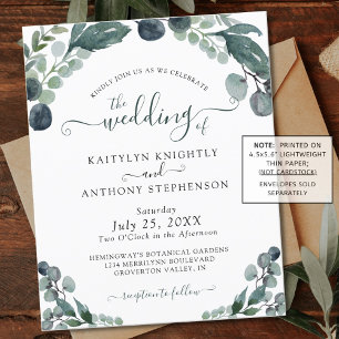 Papier Budget Eucalyptus Faire-part de mariage de verdure