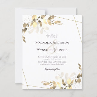 Papier Budget Eucalyptus Faire-part de mariage Or Vert