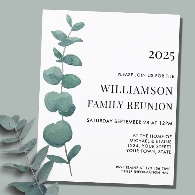 Papier Budget Eucalyptus Family Reunion Invitation (Créateur téléchargé)