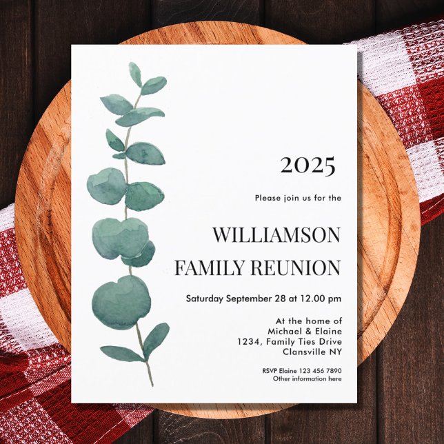 Papier Budget Eucalyptus Family Reunion Invitation (Créateur téléchargé)