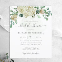 Budget Eucalyptus Floral Bridal Shower Invitation