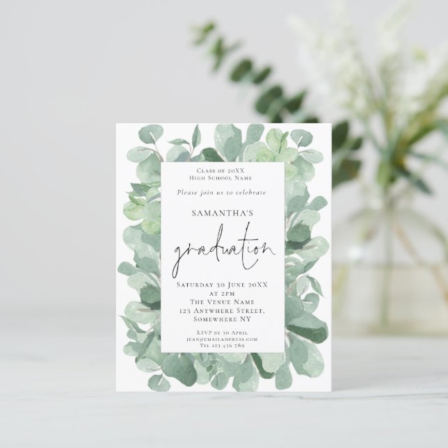 Papier Budget Eucalyptus Frame Photo Invitation du Grad P (Debout devant)