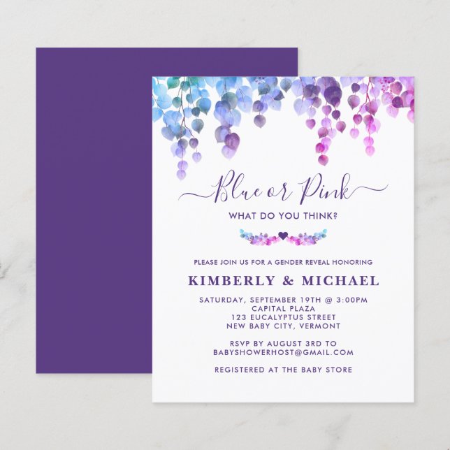 Papier Budget Eucalyptus Genre Révéler Violet bleu rose (Devant / Derrière)