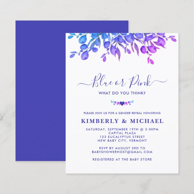 Papier Budget Eucalyptus Genre Révéler Violet bleu rose (Devant / Derrière)