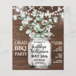 Papier BUDGET Eucalyptus Graduation BBQ Party Invitation