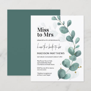 Papier Budget Eucalyptus Green Miss à Mme Fête des mariée