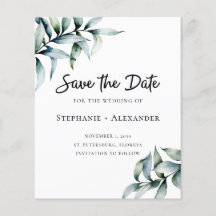 Budget Eucalyptus Green Wedding Enregistrer la dat