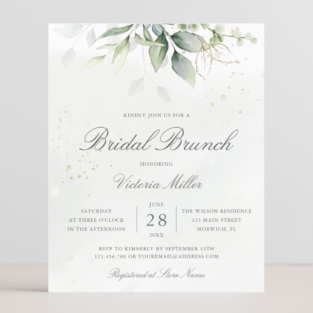 Papier Budget Eucalyptus Greenery Invitation de Brunch nu (Créateur téléchargé)