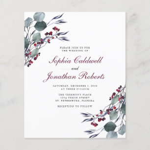 Papier Budget Eucalyptus Holly Berries Faire-part de mari