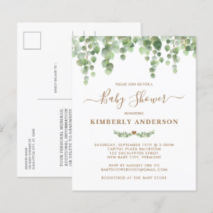 Papier Budget Eucalyptus Invitation Baby shower d'or de v